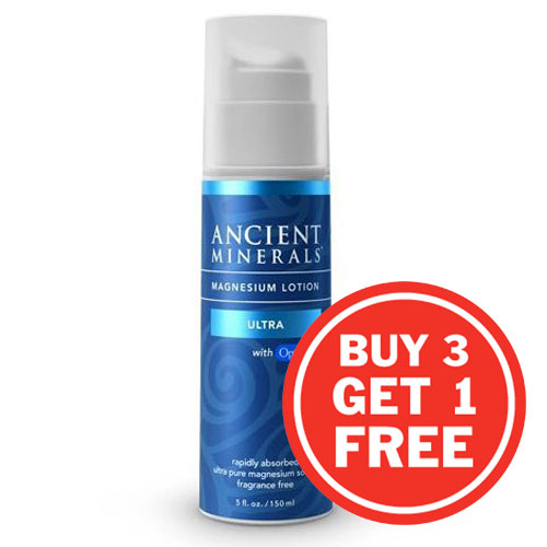 Ancient Minerals Professional Strength Magnesium Lotion Ultra 4 x  5oz ( ONE PACK FREE )
